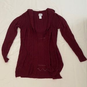 burgundy cardigan